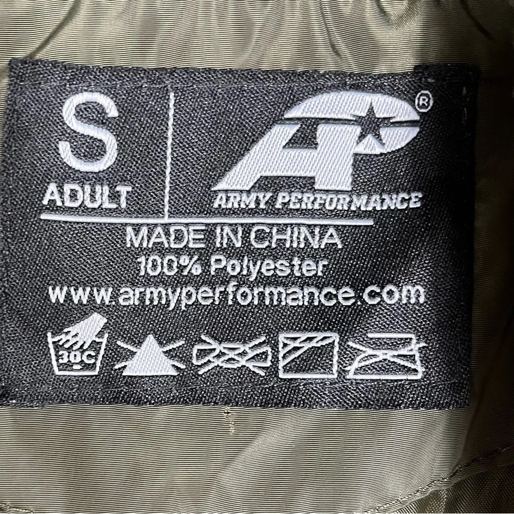 Army Performance Bomber Jacket Unisex Small Green Satin Military Uniform Costume